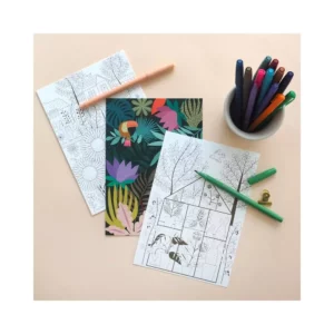 De Jolies Choses - Mini Labo - 4-illustrations-a-colorier-jardins
