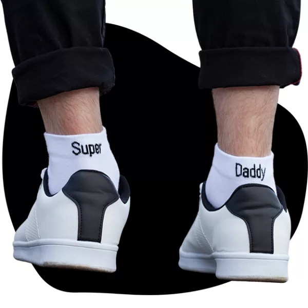 De jolies choses, chaussettes Super daddy, blanches pour homme