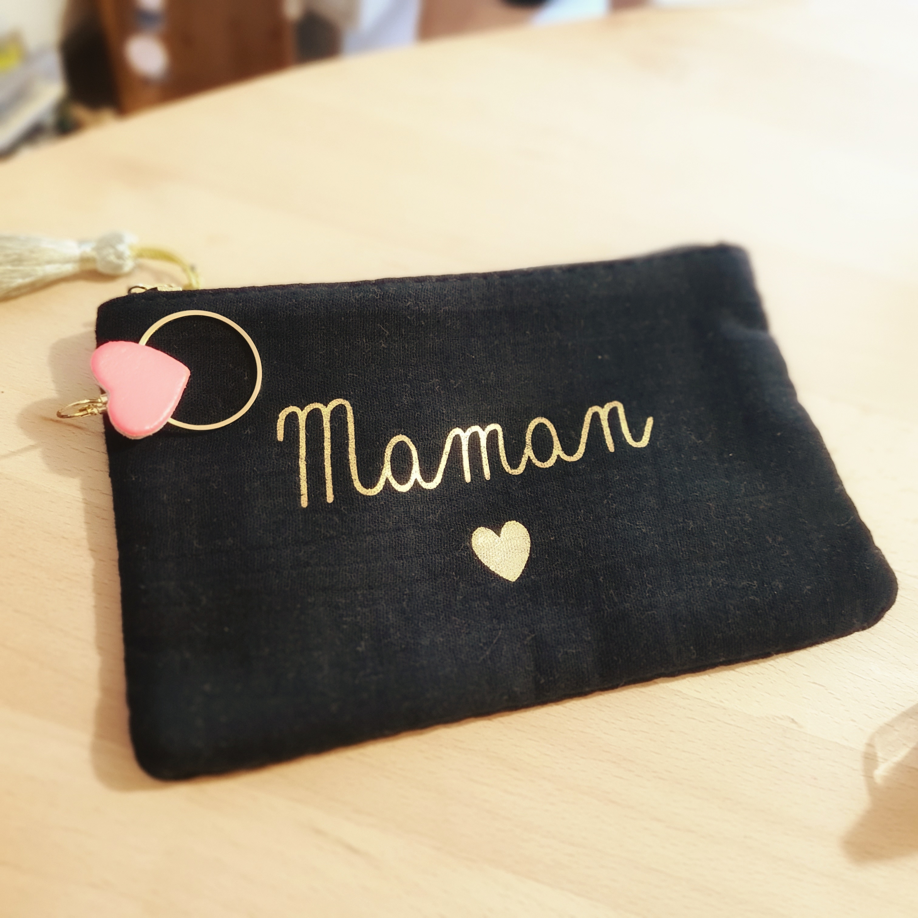 pochette noire maman, cadeau anniversaire maman, de jolies choses, france, mile mila