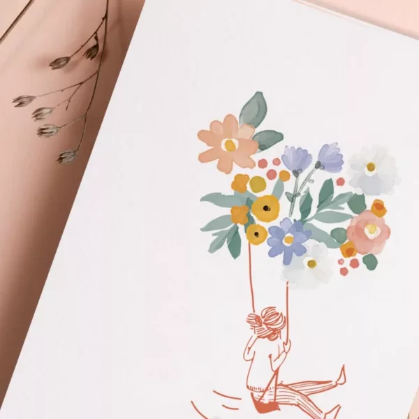 carte fleurs, belle illustration, aquarelle, de jolies choses, vannes