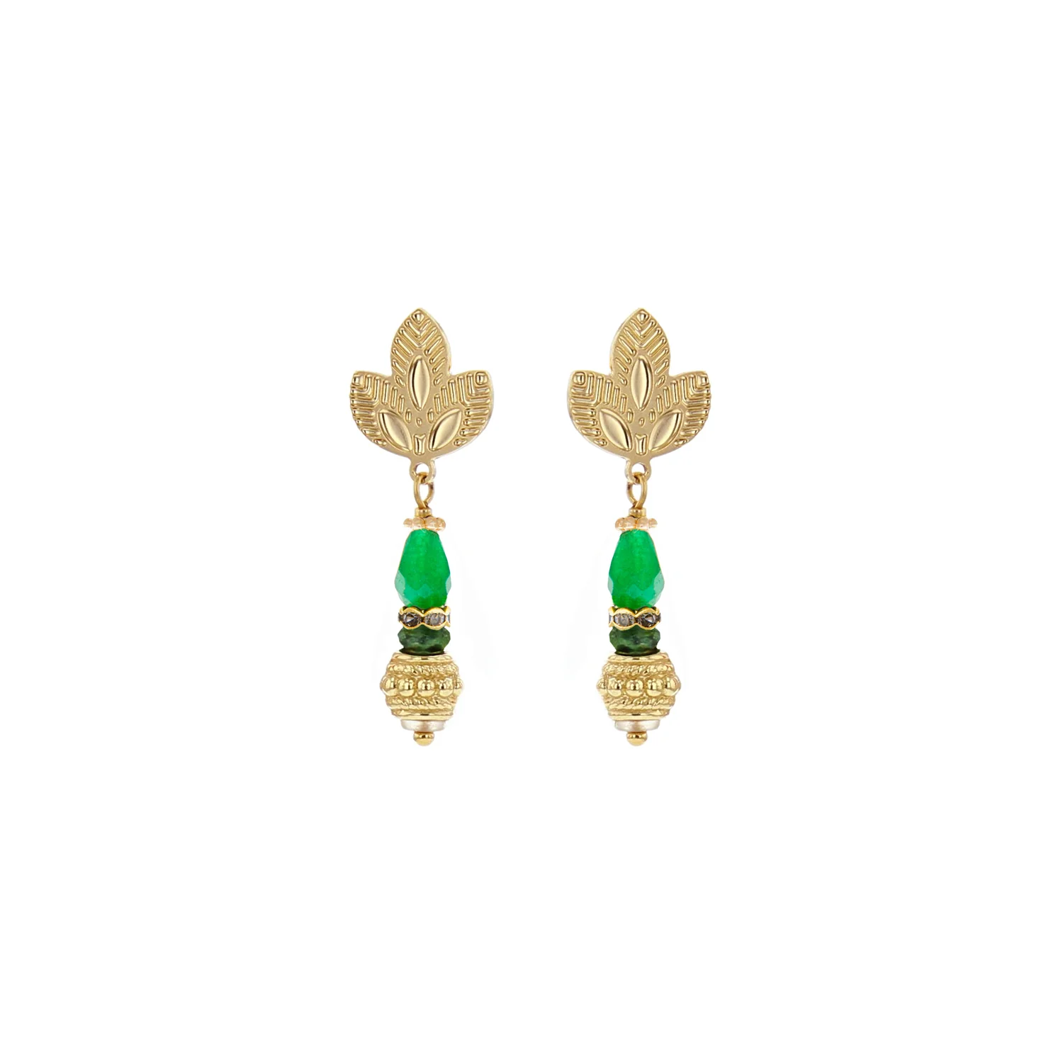Boutique De Jolies Choses Boucles d’oreilles Laëti Trëma UDAIPUR vert