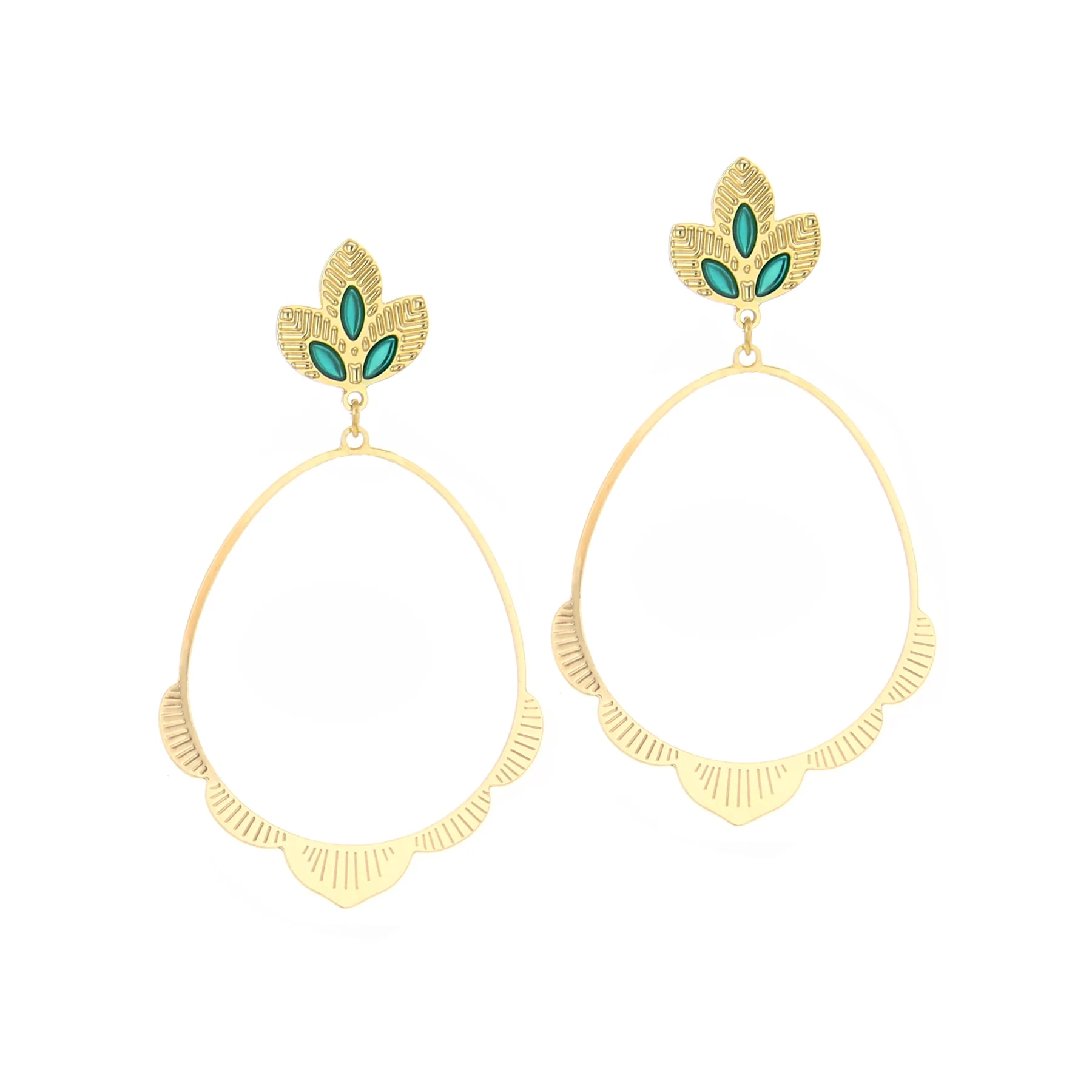 boucles d'oreilles jojawar bleu fantaisie, doré à l'or fin, laeti trema, de jolies choses, bijouterie elven