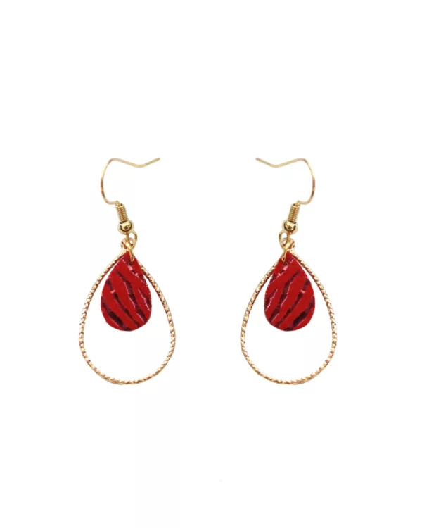 Boucles Goutte Zèbre rouge métallisé, de jolies choses, séné