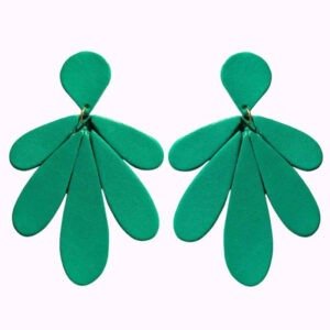 Brigitte Vert Jungle, Boucles d'oreilles, cuir recyclé, baden