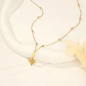 Collier Stars, étoile, doré, acier inoxydable, bijoux fantaisie, vannes