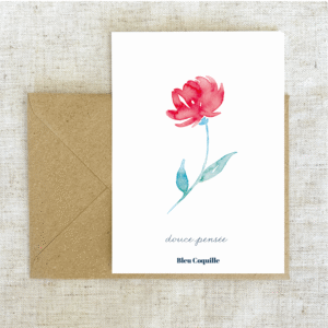 Carte Rose Rouge - Douce pensée