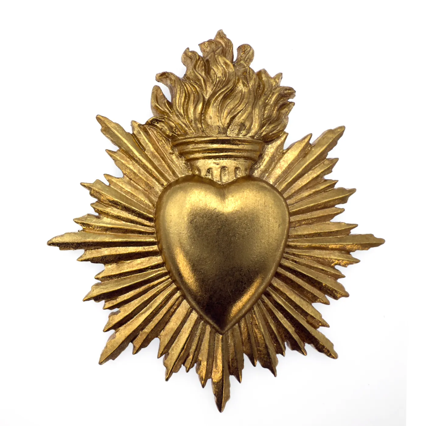Ex voto doré coeur et flamme