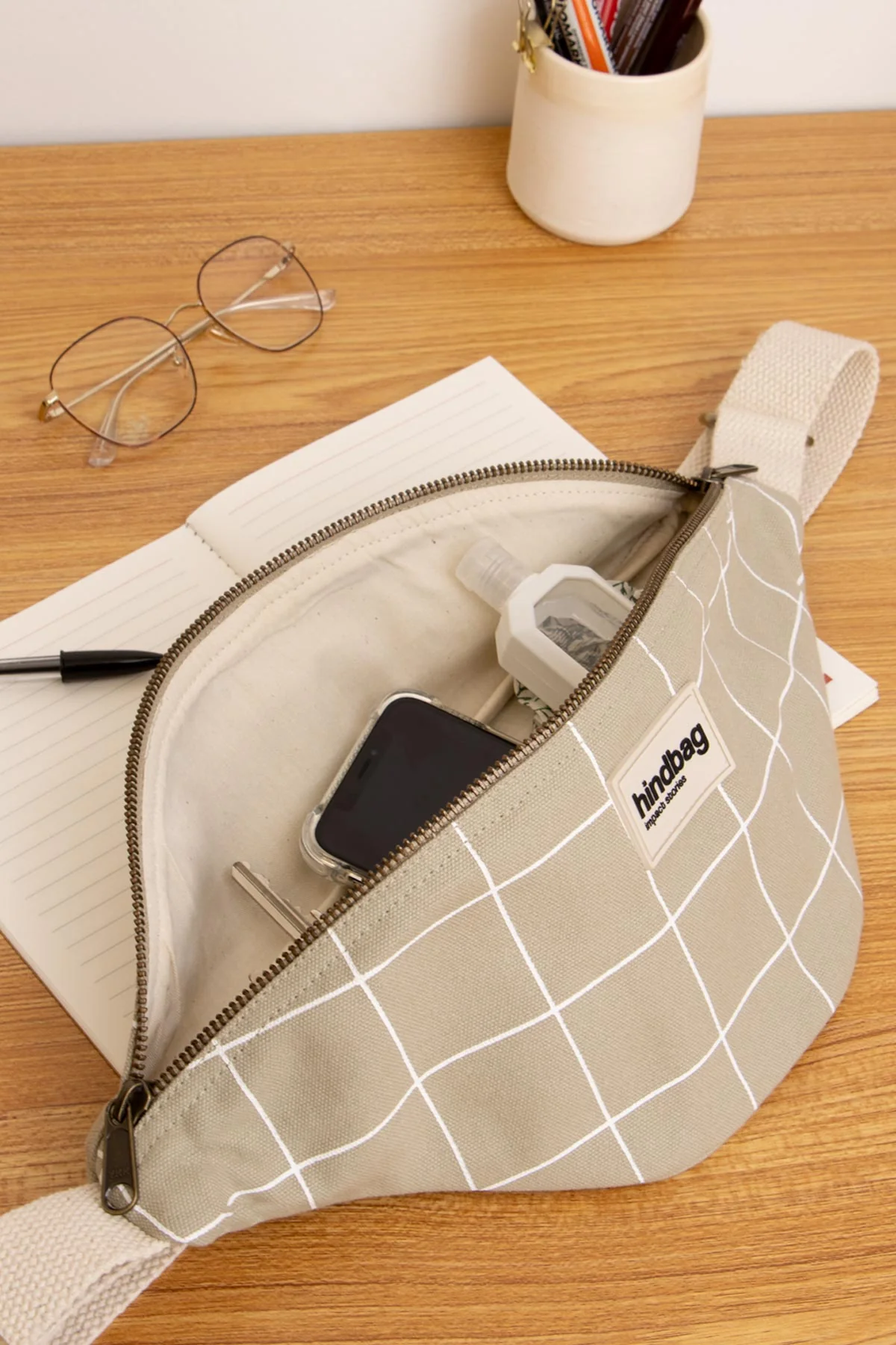 Banane Olivia Carreaux Vert argile / Blanc – Image 2