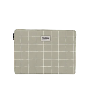 Housse ordinateur Ava Carreaux vert argile/blanc