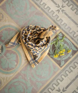 Petit Foulard Léopard Camel