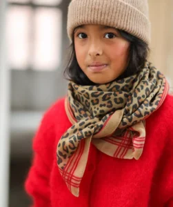Foulard Laine Léopard Camel