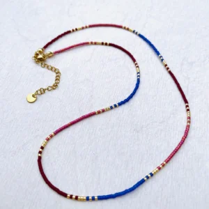 Collier Miyuki Rose Violet Rouge Or