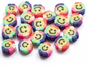 Perles smileys fleur polymères