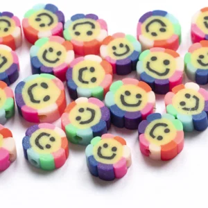 Perles smileys fleur polymères
