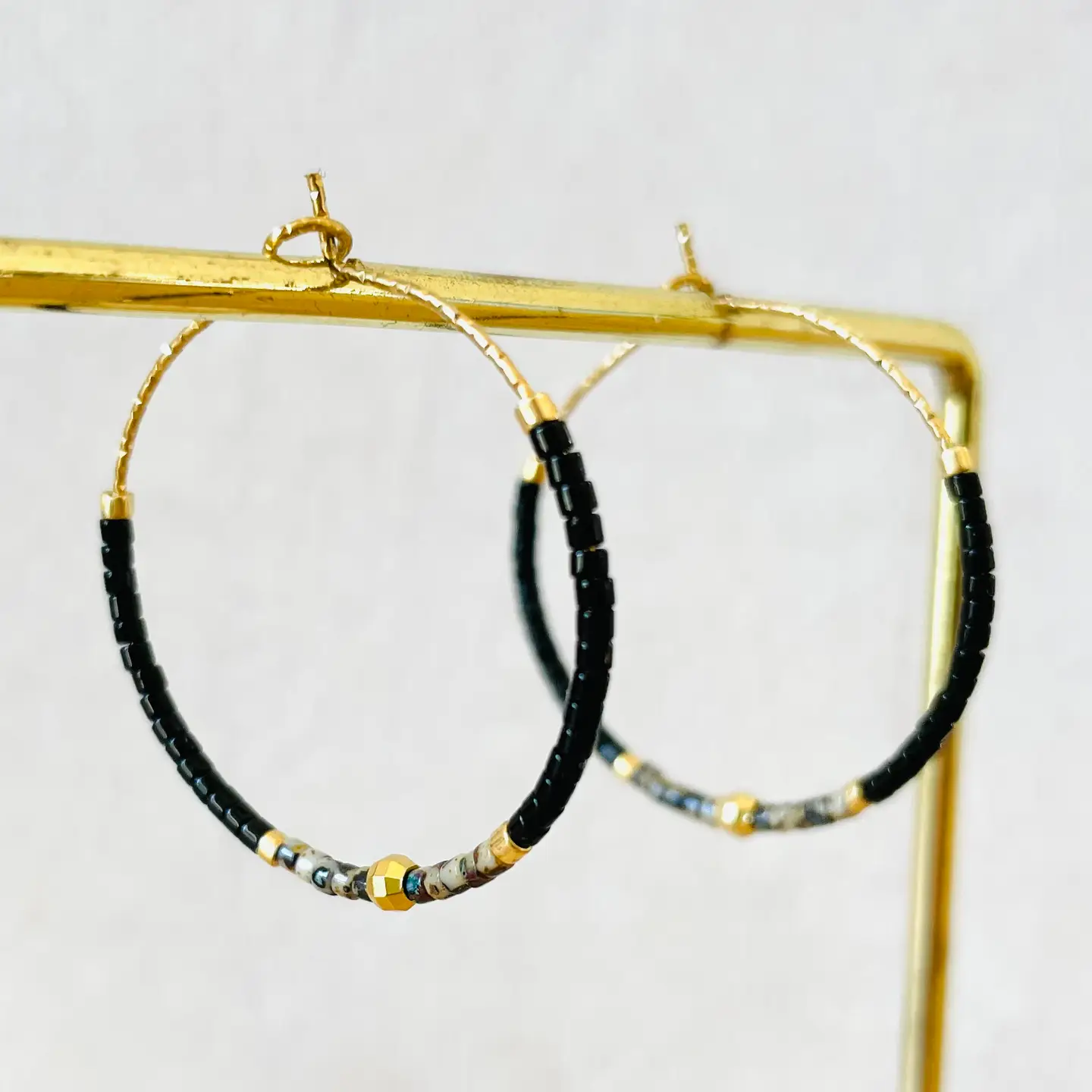 Créoles Miyuki Noir et Or