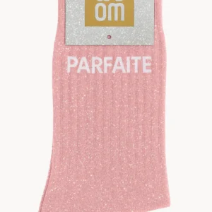 chaussettes paillettes parfaite rose