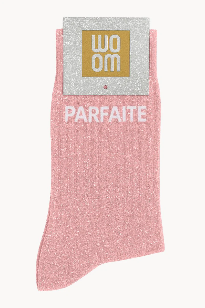 chaussettes paillettes parfaite rose