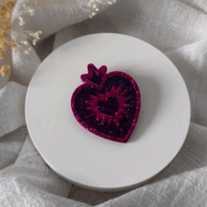 Broche Coeur rose/violet
