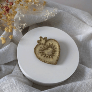 Broche Coeur or/crème