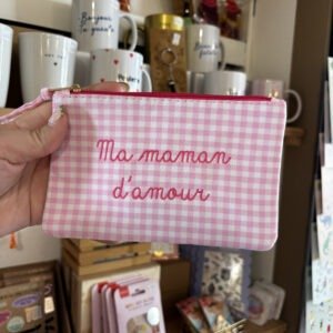 Pochette Ma Maman d'amour rose vichy