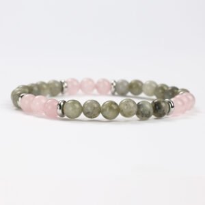 Bracelet pierre naturelle labradorite et quartz rose