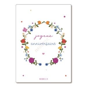 Carte Anniversaire Couronne Fleurie