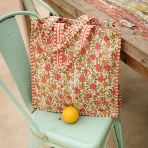 sac Amalfi Bëllemme imprimé floral ocre et corail autour d’Arradon
