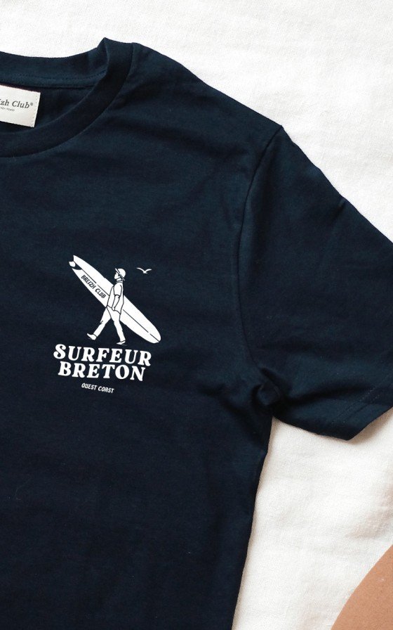 T-Shirt Surfeur Breton Bleu Marine
