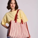 Sac cabas Claude Rayures rouge et rose