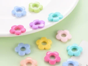 Perles grosses fleurs pastel