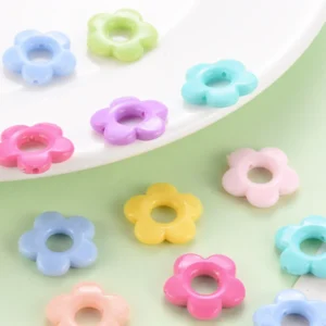 Perles grosses fleurs pastel