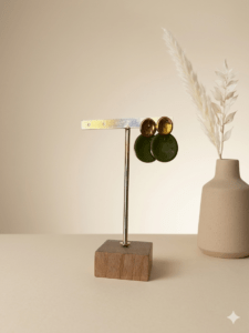 Boucles d’oreilles émaillée vert Kaki