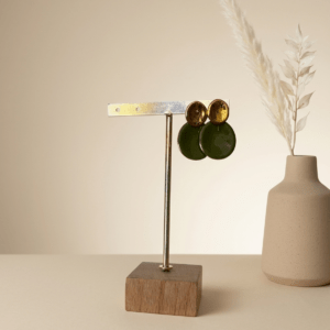 Boucles d’oreilles émaillée vert Kaki