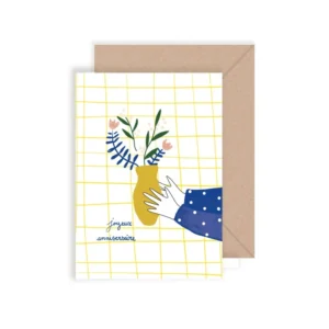 La Carte Double Anniversaire Fleuri