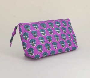 Grande trousse violette fleur bleu