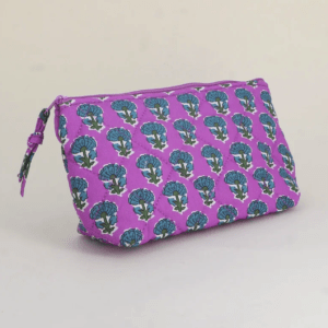 Grande trousse violette fleur bleu