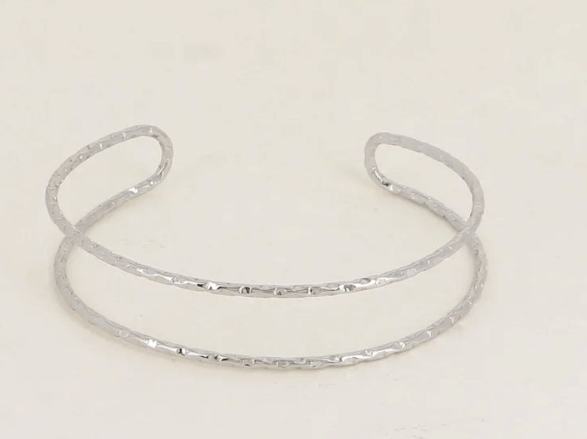 Manchette - 2 rangs diamantés ARGENTÉ