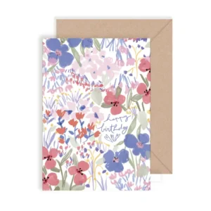 Carte double « Fleurs » - Joyeux anniversaire