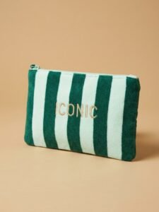 pochette rayée iconic vert