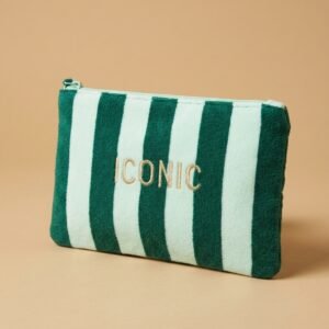 pochette rayée iconic vert