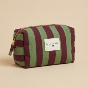 trousse éponge rayée La Vie Est Belle vert